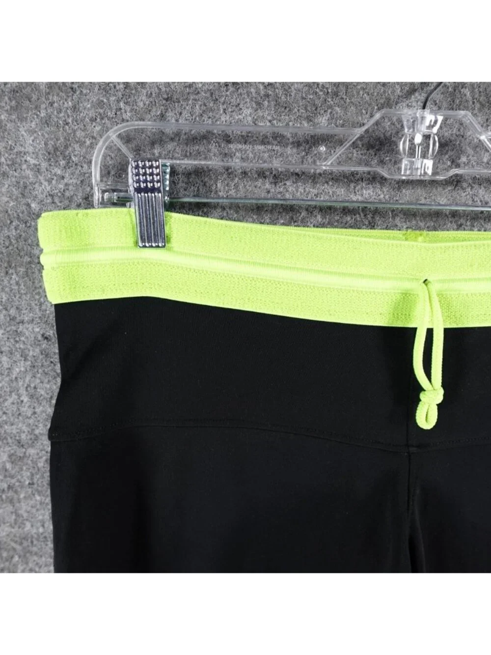 Nike Dri-Fit Athletic Running Shorts‎ Womens S Black Neon Waistband Gym Training